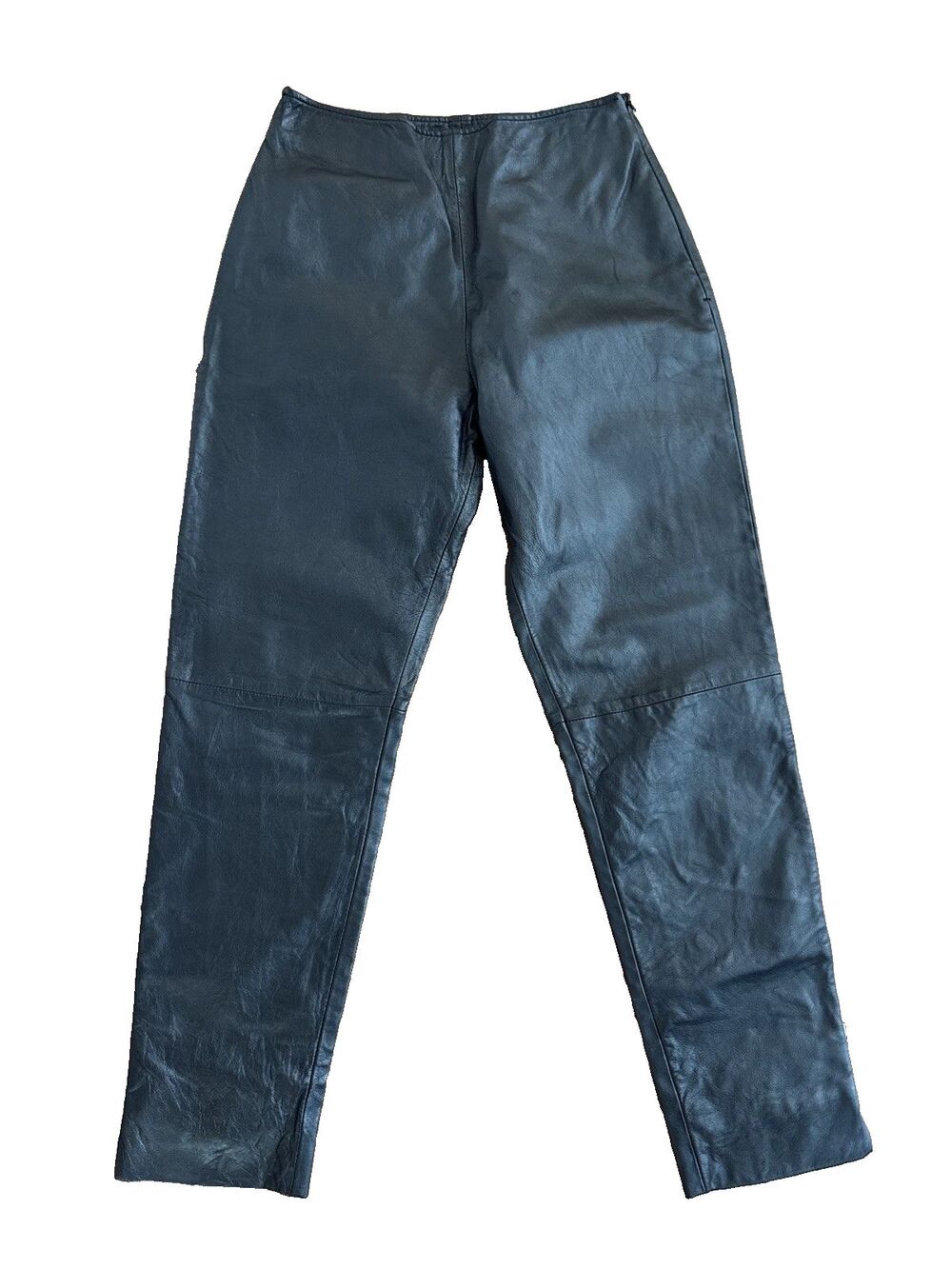 Harve Bernard Leather Pants Women Sz 8 28x27 Lined Straight Leg Black Jeans